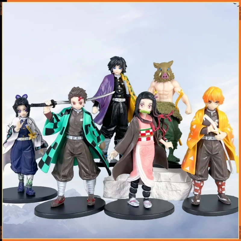 6 pcs Anime Demon Slayer Action Figures Tanjirou Nezuko Zenitsu Tomioka Giyuu Kochou Anime Figure Collect  Doll Toys