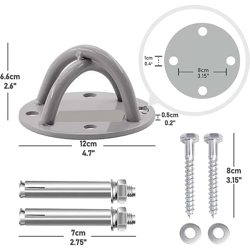 Wall and Ceiling Mount Bracket for Suspension Straps, Gymnastic Rings, Yoga Swings & Hammock Resistance Band Battle Rope