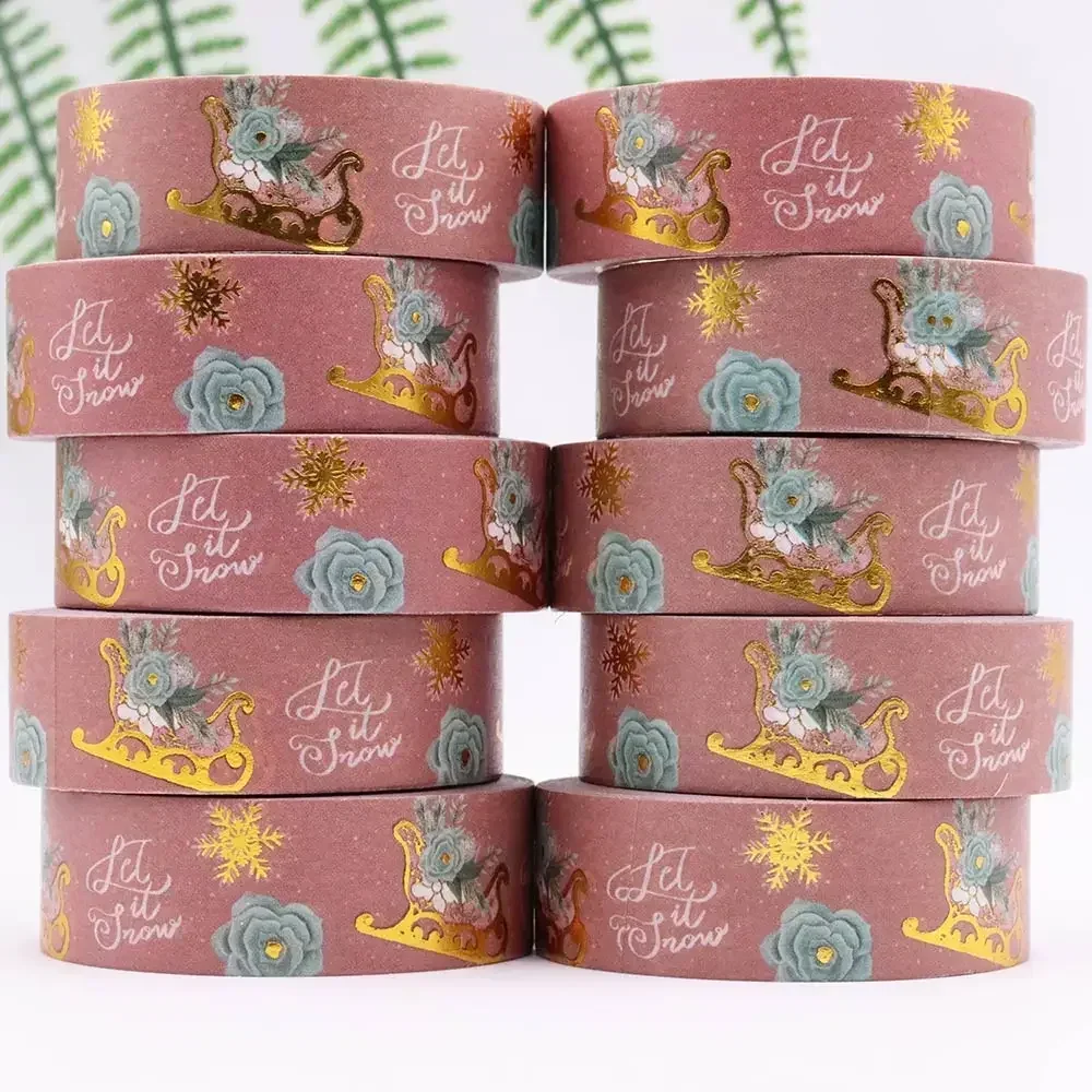 

10pcs/lot 15mm x 10m Christmas Reindeer Floral Masking Adhesive Washi Tape office supplies stationary tape sticker