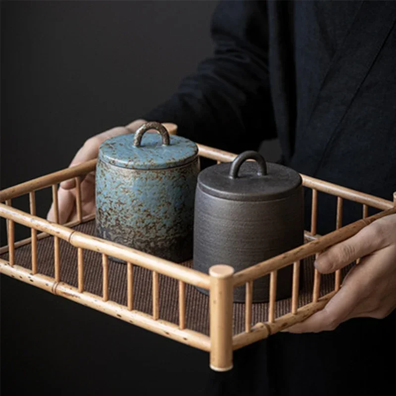 

Retro Stoneware Tea Packaging Box Household Chinese Ceramic Sealed Storage Tank Pu'er Tea Oolong Tea Caddy Warehouse