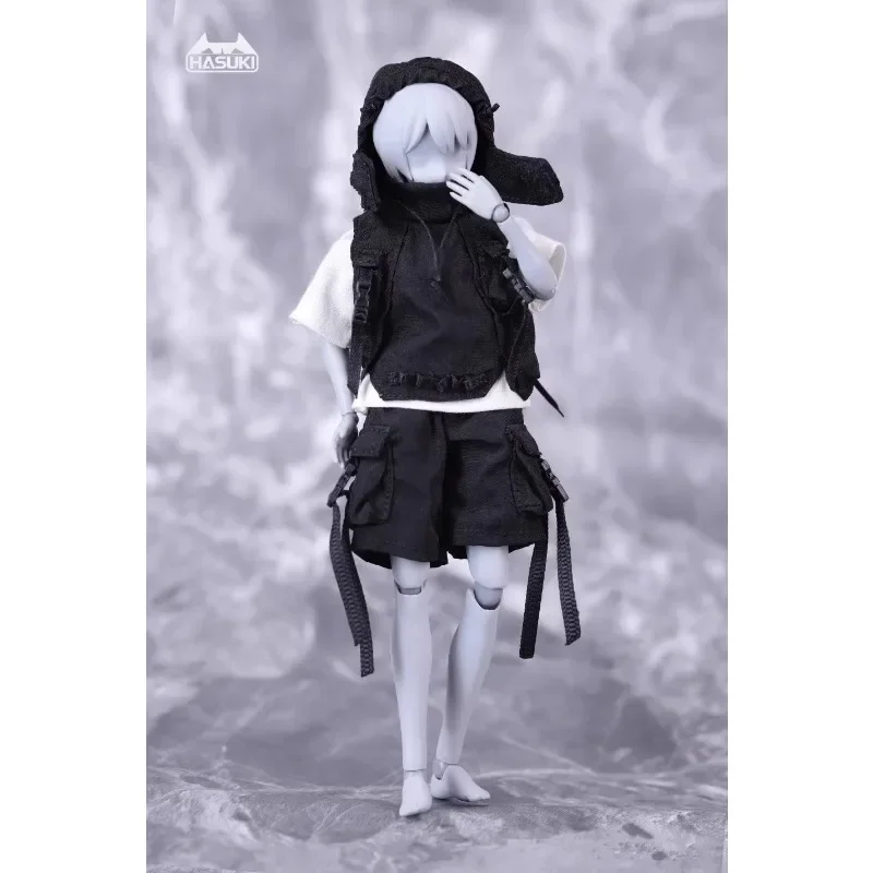 HASUKI CS012 1/12 Scale Mobile Girl Hoodie Top Shorts T-shirt Locomotive Clothes Set Doll for 6