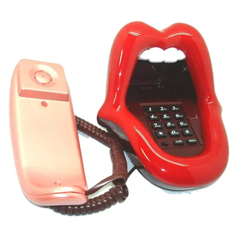 Funny Tongue Stretching Sexy Lips Mouth Corded Phone Telephone with LED Indicator, Audio / Pulse Dial, Table Landline Telephone