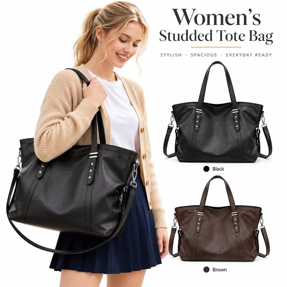 Gifts PU Leather Tote Bag Large Capacity Extra Large Shoulder Bag Soft Multi functional Crossbody Bag Stylish Accessory
