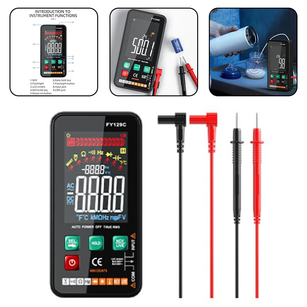 1 PC Smart Digital Multimeter With Bracket Compact Intelligent Electrical Tester Hand Tools Power Tools Accessories