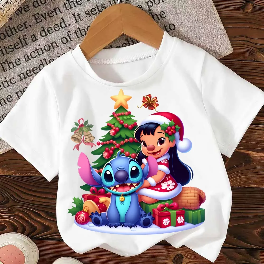 

Disney summer T-shirt - Boys' and girls' sports shirt Stitch children's round-neck short-sleeved cartoon print casual shirt