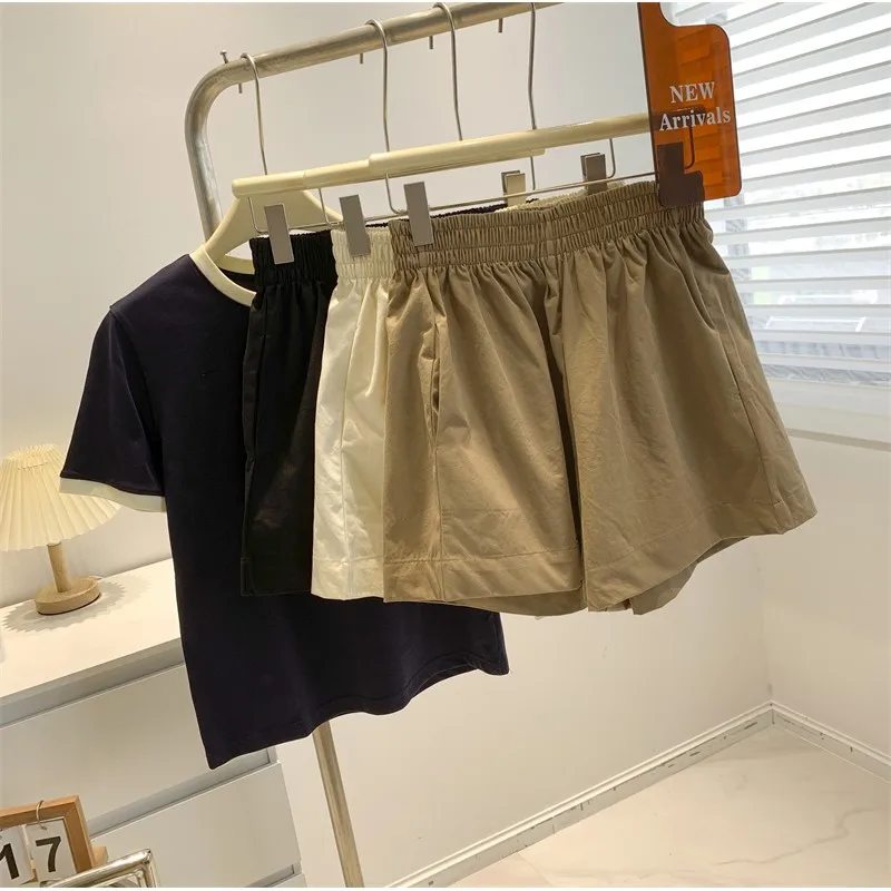 ارتفاع الخصر واسعة الساق القطن orts المرأة عارضة فضفاضة تناسب الرياضة السراويل الساخنة الشارع Sle البوليستر النسيج الربيع الصيف