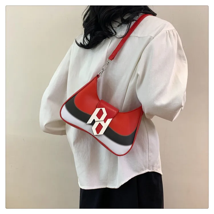 Sac à bandoulière bloc de couleur de Style français 2025, sac à main Chic sous les bras pour femmes, sac à bandoulière tendance d'été avec bordure contrastée