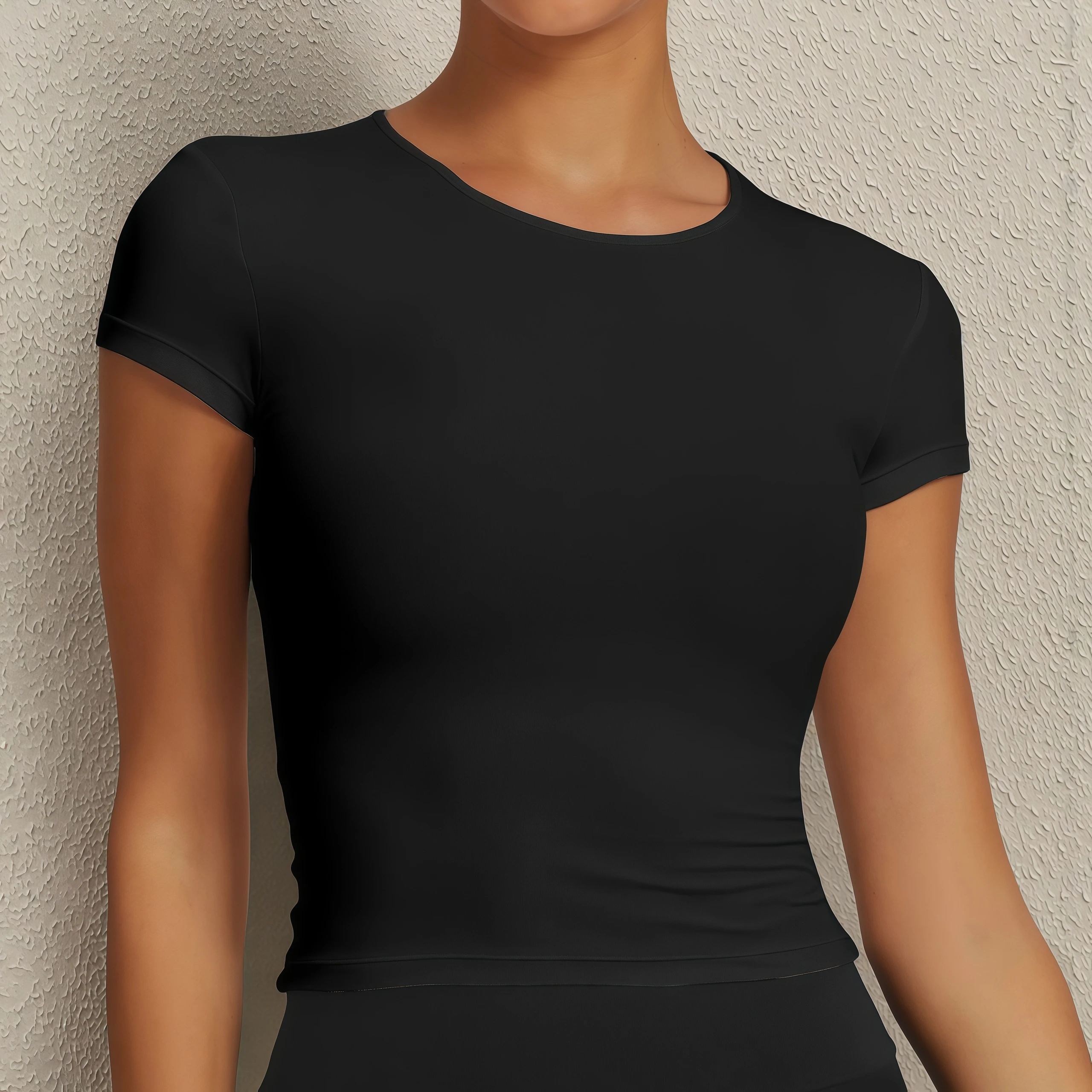 Women’s Short Sleeve Yoga Crop Top, Sexy Exposed Navel Gym Shirt, Workout Fitness T-Shirt for Running & Sportswear