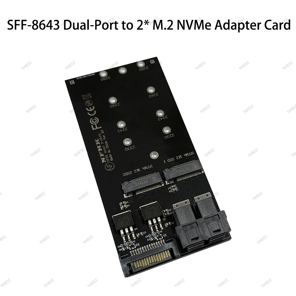 Dual M.2 NVME SSD to Dual SFF-8643 Adapter Adapter Hyper Storage Controller Supports M.2 Nvme SSD In Format 2230/2242/2260/2280