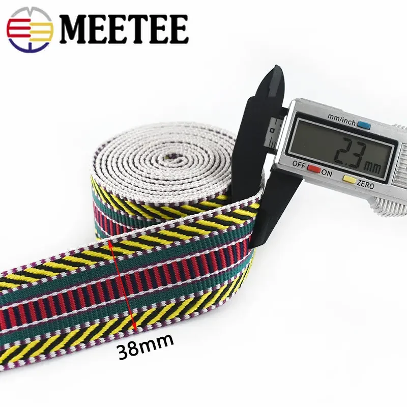 2Meters 38mm Polyester Cotton Jacquard Webbing Tapes 2mm Thick Bag Strap Belt Lace Ribbons DIY Garment Textile Sewing Decoration