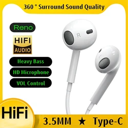 Auriculares intrauditivos con subwoofer y micrófono HD, auriculares con cable tipo C de 3,5 mm para Samsung S24 S23 Xiaomi 14 13 Huawei Mate 50 P60 VIVO OPPO, auriculares estéreo de alta fidelidad