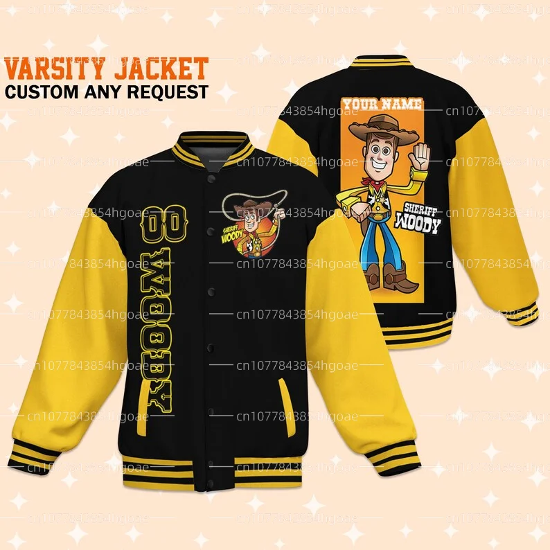 New Toy Story woody Baseball Jacket Buzz Lightyear  Casual Baseball Jacket Oversize Street Men's and Women's Jackets