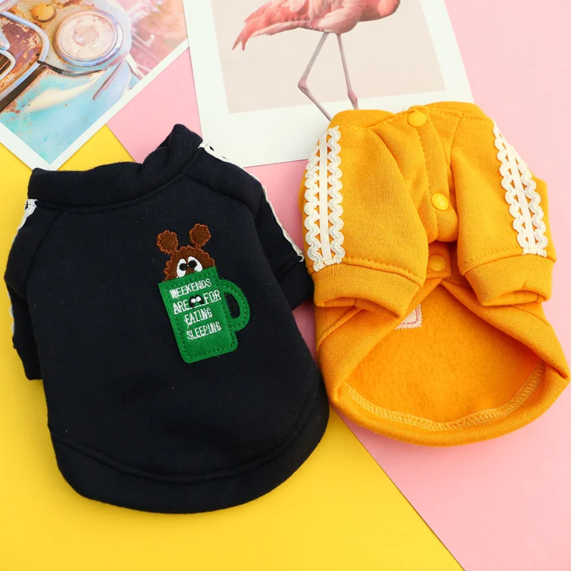 1PC Pet Clothes Cat Autumn/Winter Plush Thick Navy Antenna Elf Round Neck Shirt Suitable for Small and Medium sized Dogs