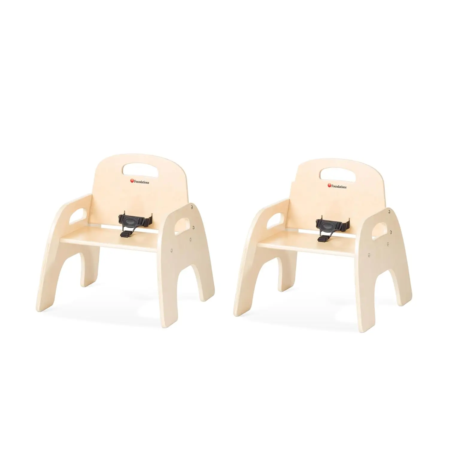 Low Wood Feeding Chairs Multipack, Adjustable Safety Harness, Stackable Wood Toddler Chairs with Food Service Grade Finish