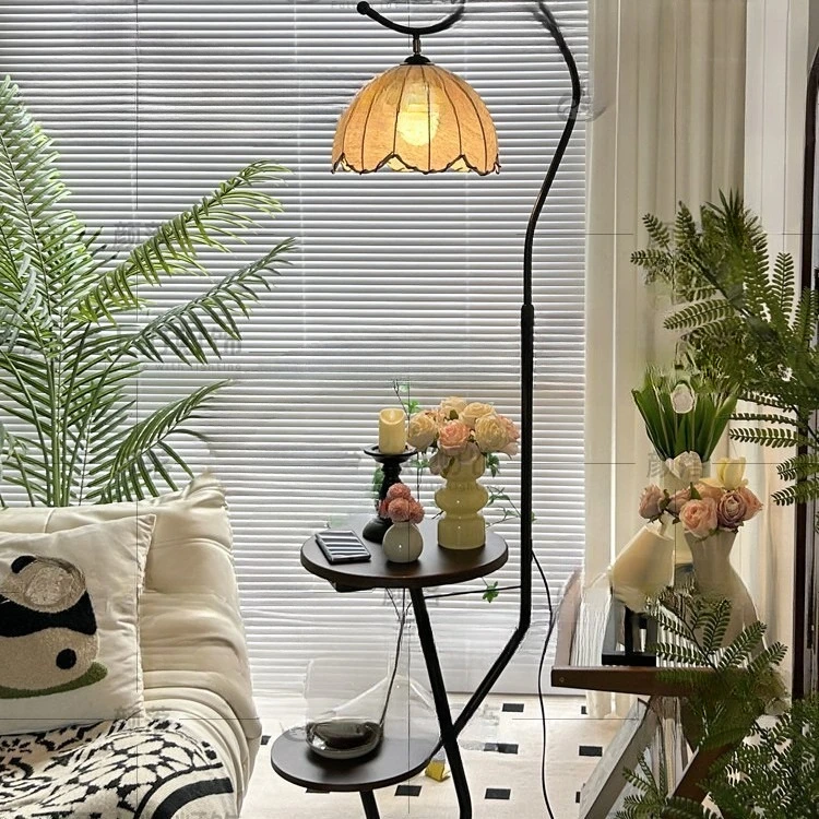 

Medieval style living room sofa floor lamp retro solid wood bedroom bedside shelf integrated atmosphere desk lamp