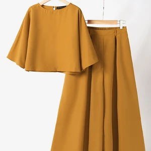 ZANZEA-بلوزة وبنطلون نسائي ، أطقم سراويل فضفاضة ، 3/4 كم ، ملابس كاجوال ، أنيقة ، عمل ، ملابس رياضية OL ، أزياء صيفية ، 2 قطعة أفضل 12 مجموعة مبيعات اجتماعية السراويل والبلوزة - No9