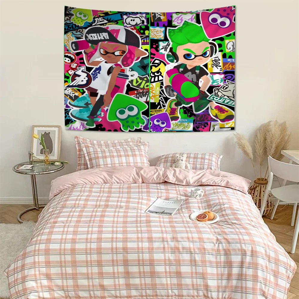 Game S-Splatoon Printed Large Wall Tapestry Cheap Hippie Wall Hanging Bohemian Wall Tapestries Mandala INS Home Decor