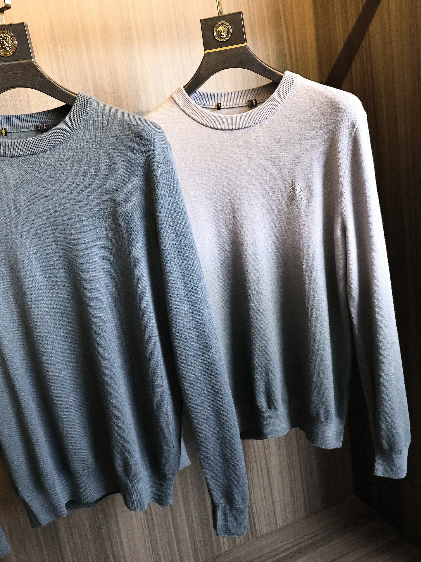 H-Home Full Wool Knitted Sweater Men's round Neck Gradient Series Soft Warm Casual Fashion City Style Long Sleeve Woolen Shirt