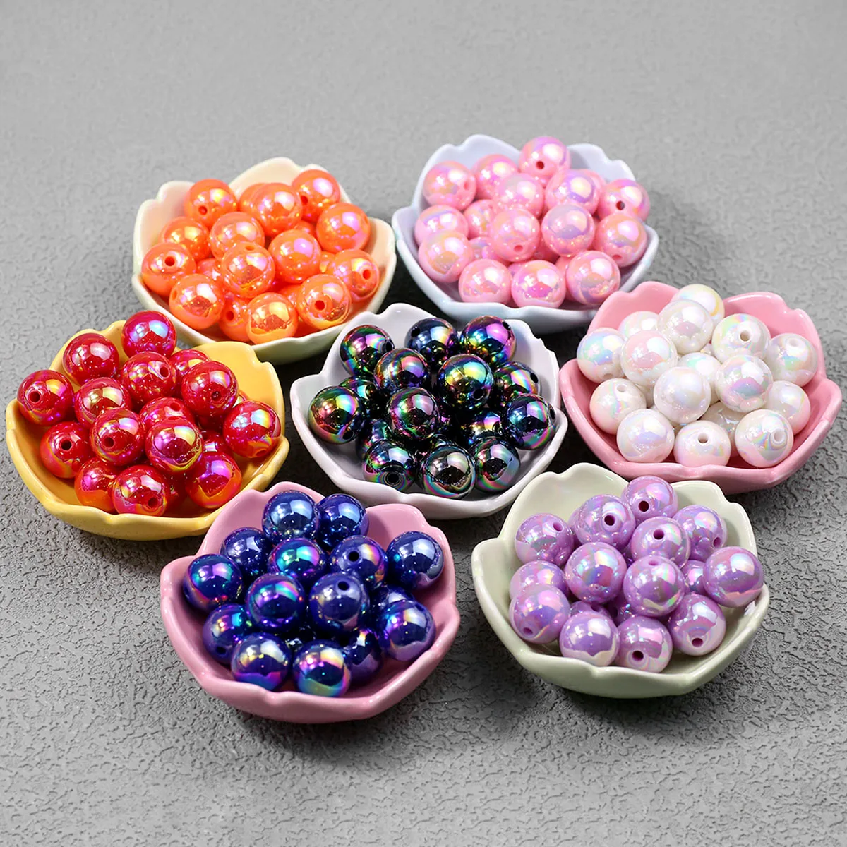 Stiftperlen aus Acryl, rund, lose Perlen, AB-Farbe, 16 mm, 20 Stück, für Schmuckherstellung, handgefertigtes Bastelzubehör, Armband, Halskette, Ohrringe