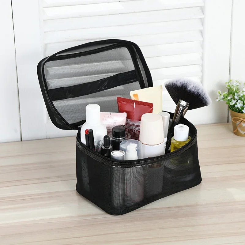 Mesh Transparent Makeup Bag Men Women Small Large Travel Cosmetic Bag Organizer Case Make Up Wash Toiletry Storage Bag Pouch