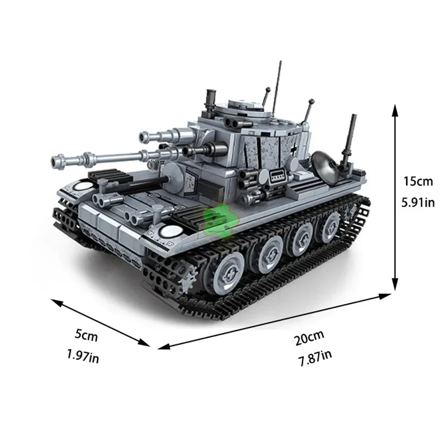 T38 WW2 Military Main Battle Tank WW2 Building Blocks Collection Model Iron Army DIY Assembled Toys