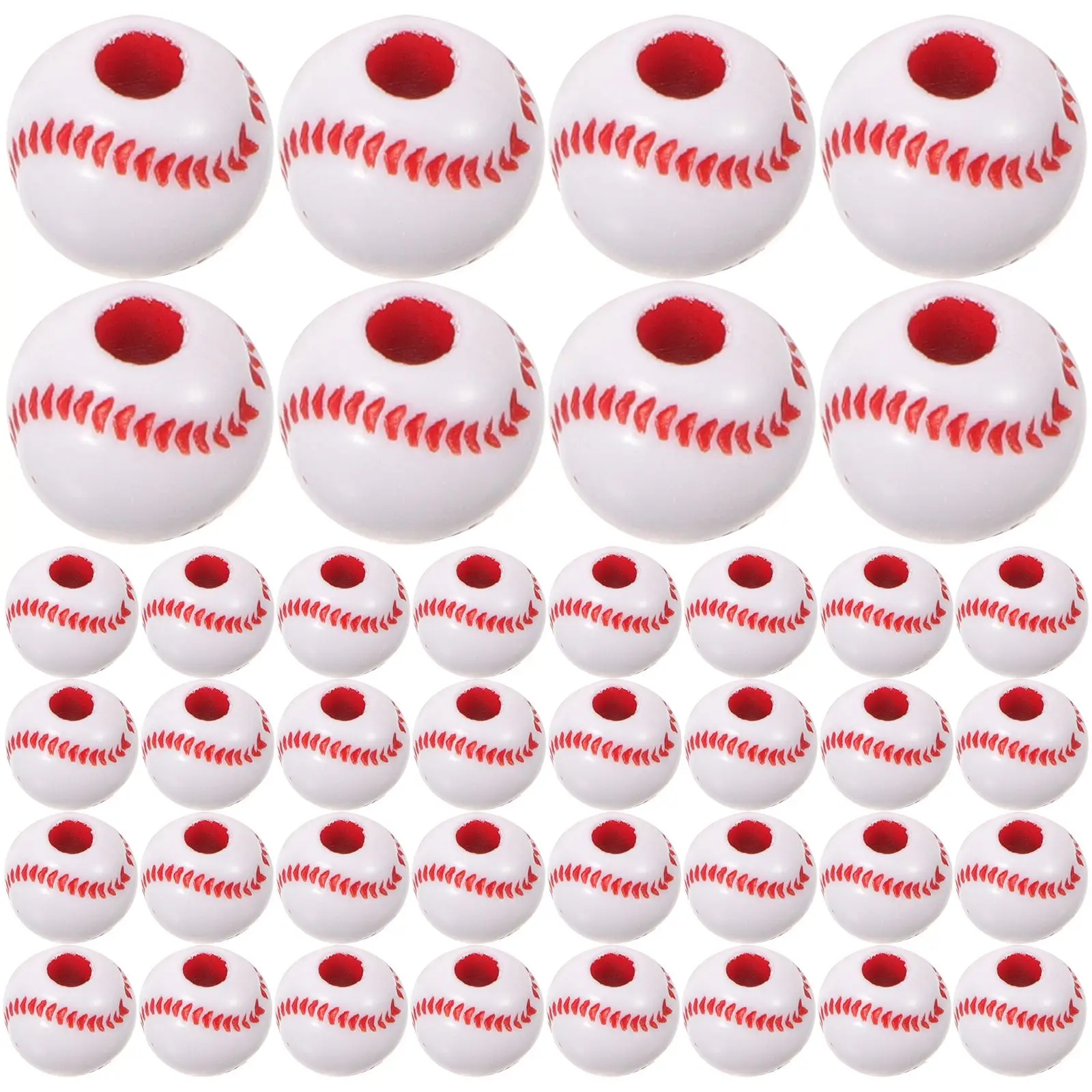 

50 Pcs Beaded Accessories Large Hole Beads Small Basketball Jewelry Acrylic Baseball Shape