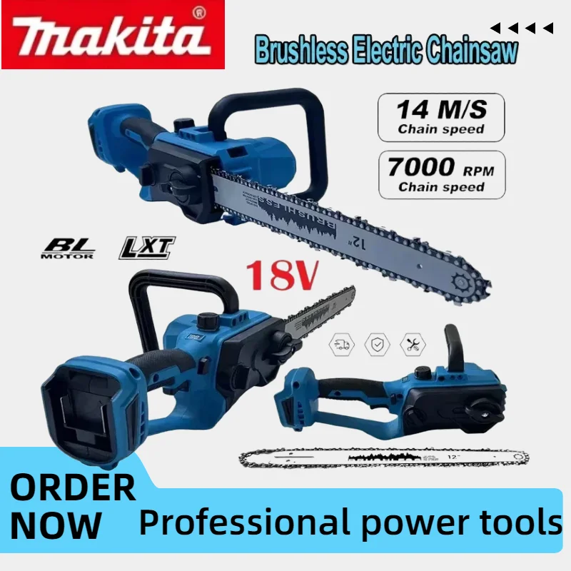 

Makita Portable 12 Inch 1500W Brushless Chainsaw Cordless Handheld Pruning Saw Heavy-Duty Wood Cutter Compatible Fit 18V Battery