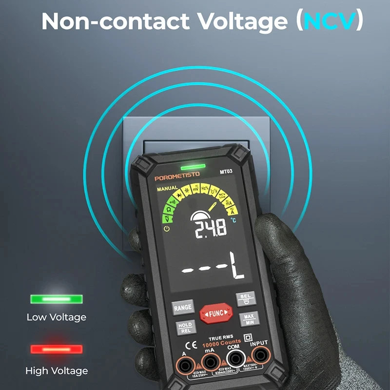 MT03 10000 zliczeń inteligentny multimetr akumulatorowy automatyczny zakres zakres Ture RMS 1000V 10A Tester Ohm Hz pojemność NCV multimetr cyfrowy