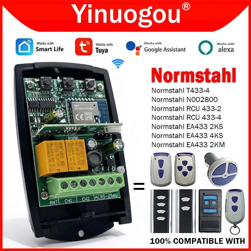 

Для Normstahl EA433 2KM 2KS 4KS RCU 433 433-2 433-4 N002800 T433-4 Tuya Wifi умный приемник дистанционного управления гаражными воротами 433 МГц