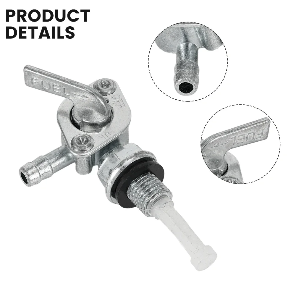 Replacement Fuel Valve for Generator and Gas Engine Tanks with 1/4 Hose Connection and M10x1.25 Threaded Inlet Stainless Steel