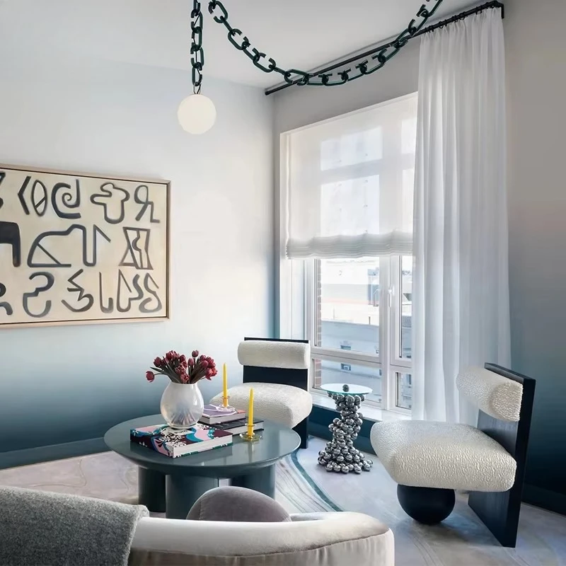 Simple design home villa hotel, lobby wooden frame upholstered, leisure chair living room accent chair