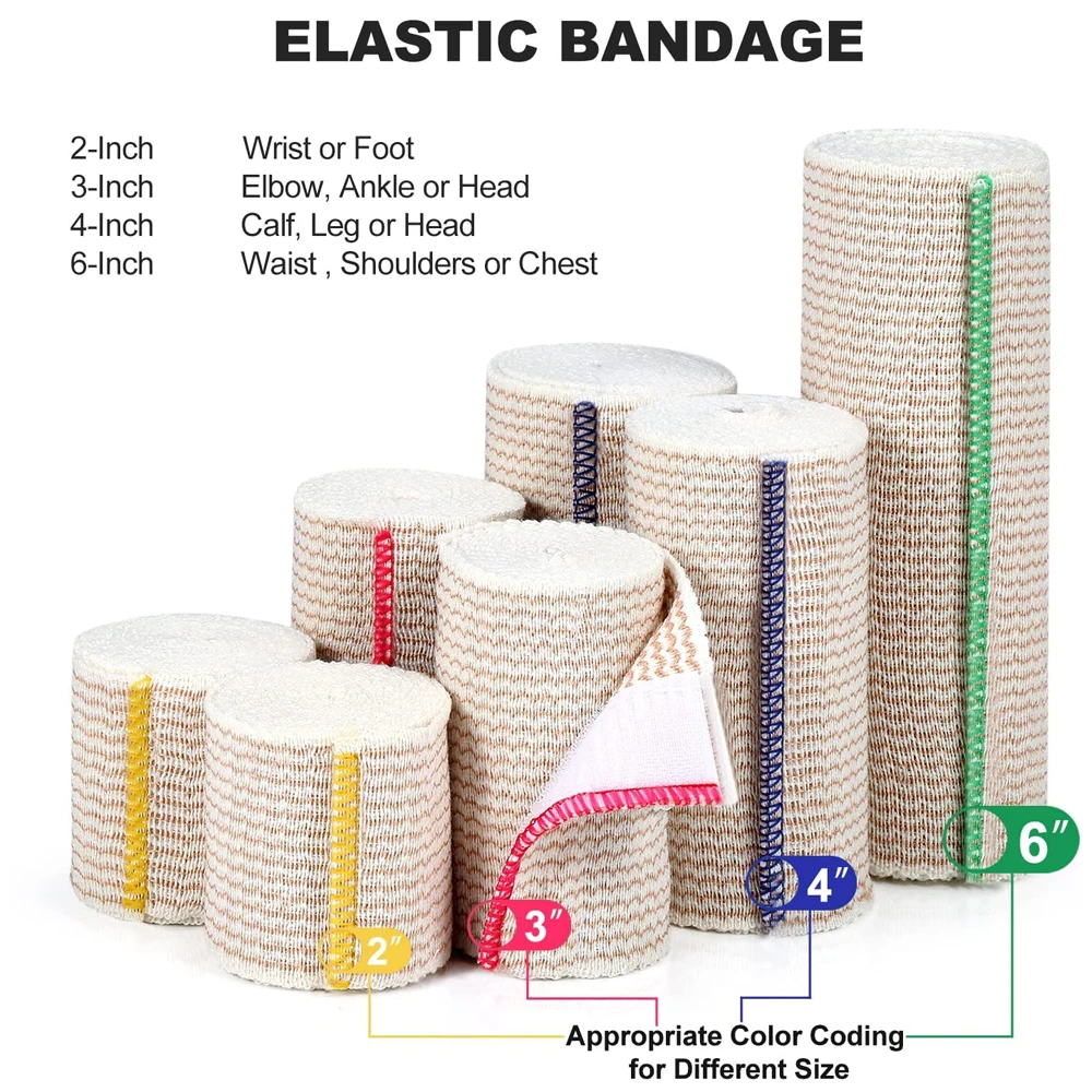 1Roll Premium Elastic Bandage Wrap,Cotton Latex Free Compression Bandage Wrap with Self-Closure,Support & First Aid for Sports