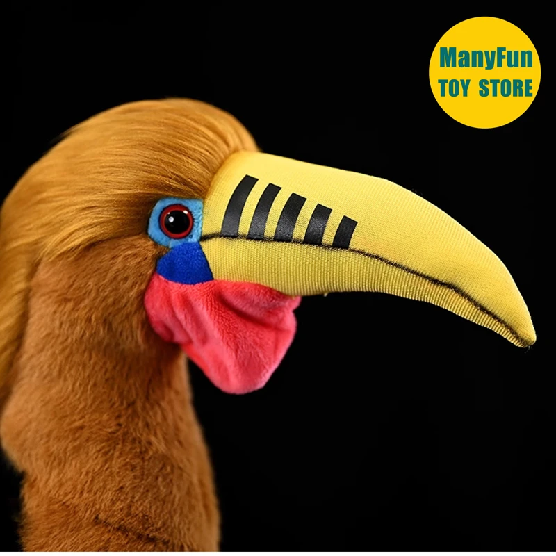 واقعية Rufous الرقبة Hornbill عالية الدقة الطوقان ألعاب من القطيفة نابض بالحياة Hornbill بلوشي محاكاة الحيوانات المحشوة دمية لعبة