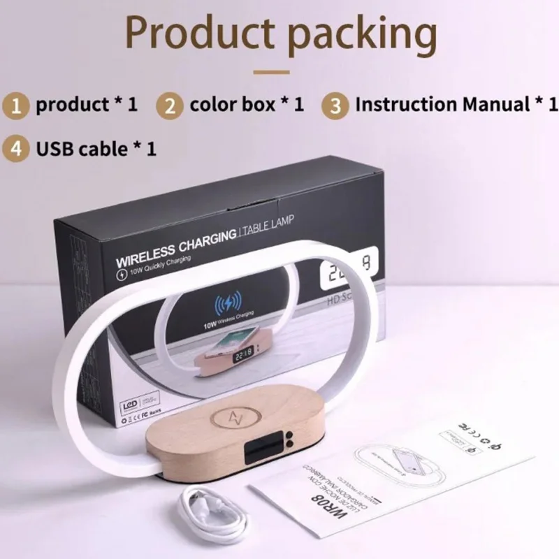 Bedroom Bedside Wireless Charger LED Table Lamp with Control Night Light Kids Adults Reading Light Eye Protection Lamp