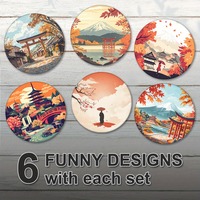 6-Piece Coaster Set - Wooden,  Japanese Maple Leaf, Non-Slip & Heatproof, Eco-Friendly Home/Office Decor, Housewarming Gift