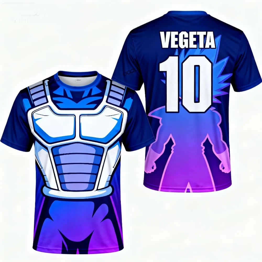 2026/27 Dragon Ball Vegeta 10 Nr. 10 3D-Druck Anime Fußballtrikot Rundhals-T-Shirt Blau Lässige Streetwear Unisex Kurzarm – Detail 11