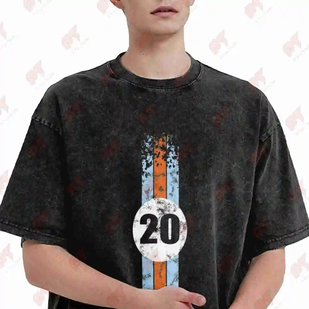Vintage Livery Car Racing Motorsport Vintage Washed Tee Pure Cotton T-Shirt