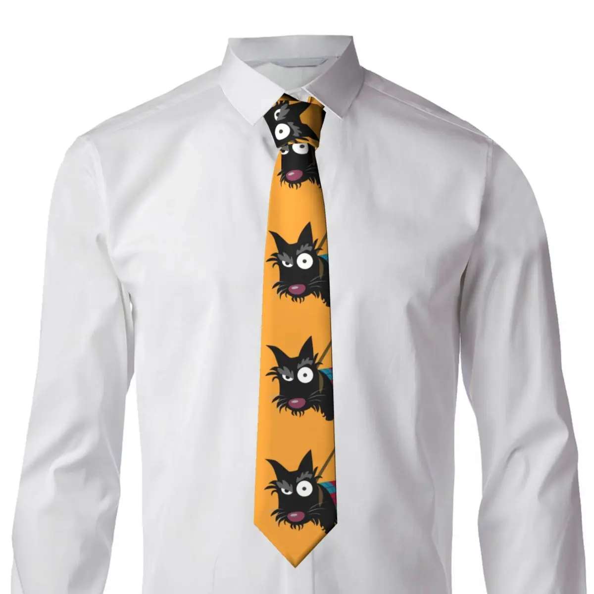 Custom Scottie Eye Ties Men's Fashion Silk Cartoon Dog Scottish Terrier Neckties for Business