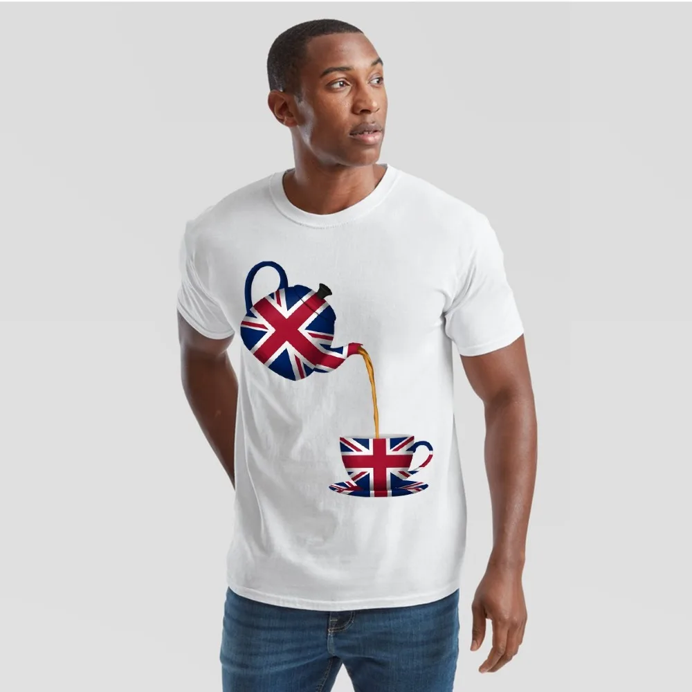 Union Jack T-Shirt Great Britain Tea Pot UK Flag England Tee for Adults T Shirt Streetwear O-neck Short-sleeve Cotton Unisex Top