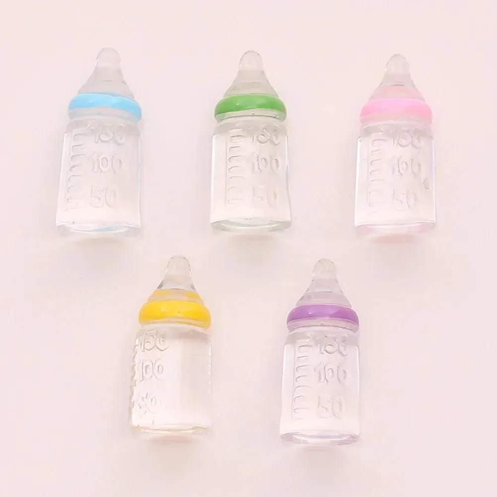 10Pcs 10*22mm Mini Milk Bottles, DIY Keychain Pendant & Dollhouse Accessories