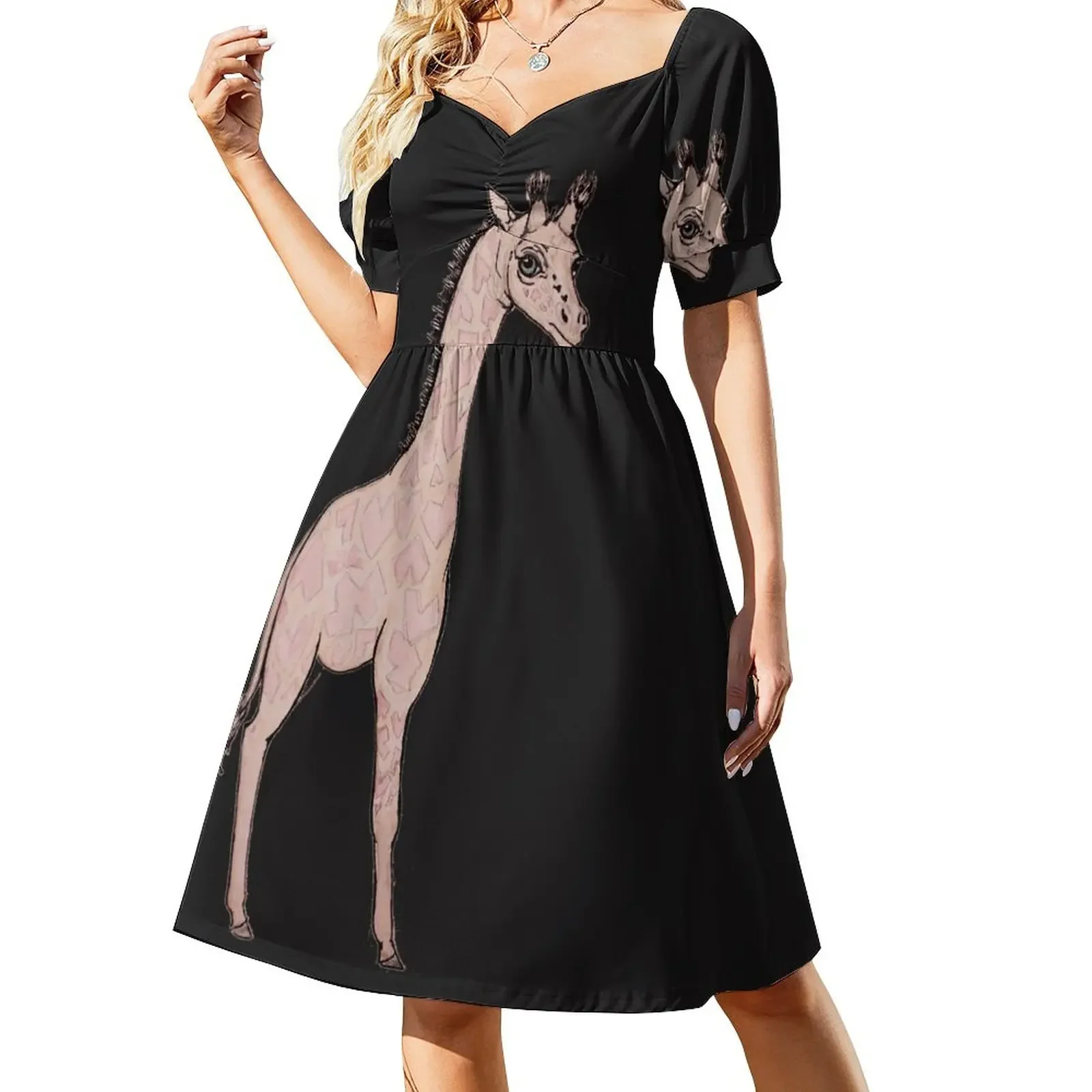 

Giraffe in love Short-Sleeved Dress dresses with long sleeves summer dresses for women 2025