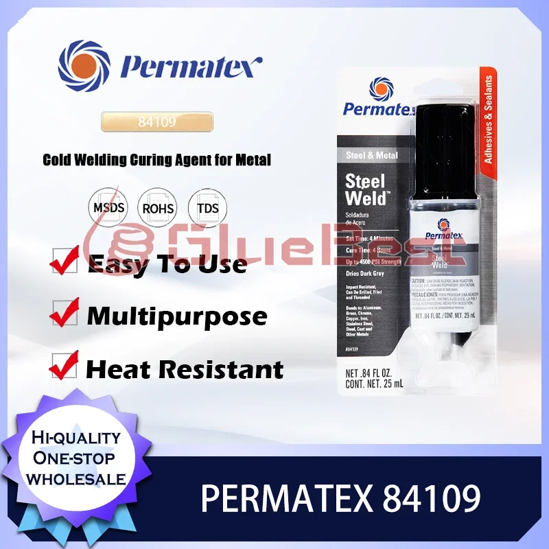 Permatex 84109 Steel Weld Epoxy High-Strength Metal-Filled Curing Agent for Bonding or Repairing Metal Surfaces Original Product