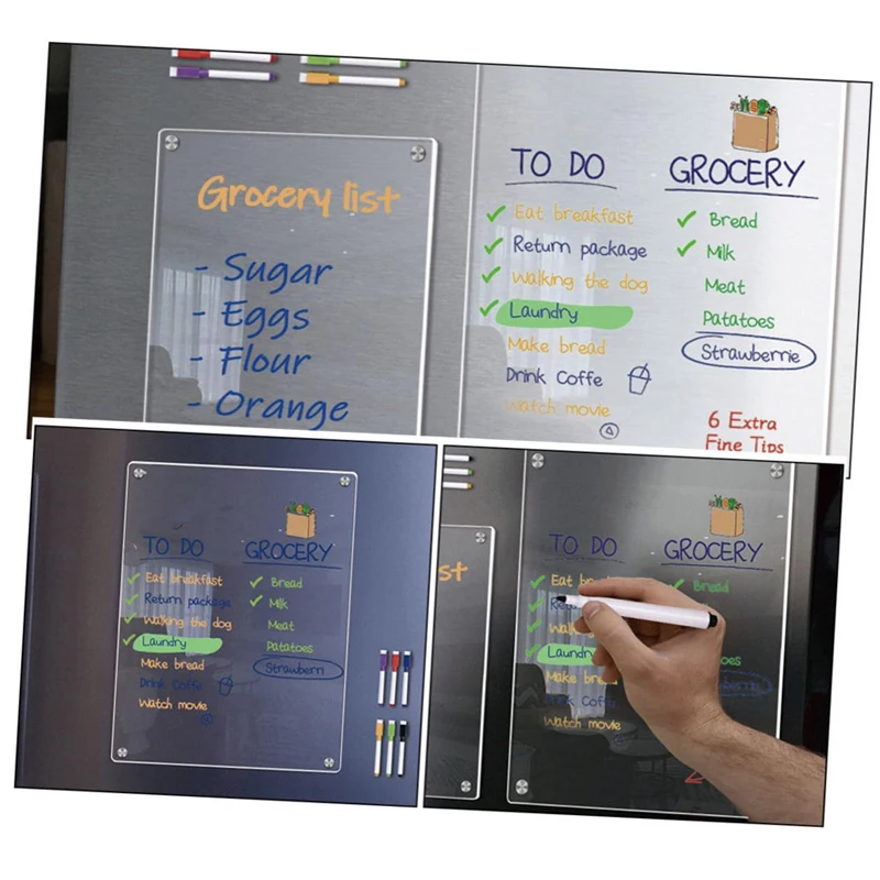 Magnetic Transparent Acrylic Week Plan Message Board Scratchable Magnetic Refrigerator Sticker