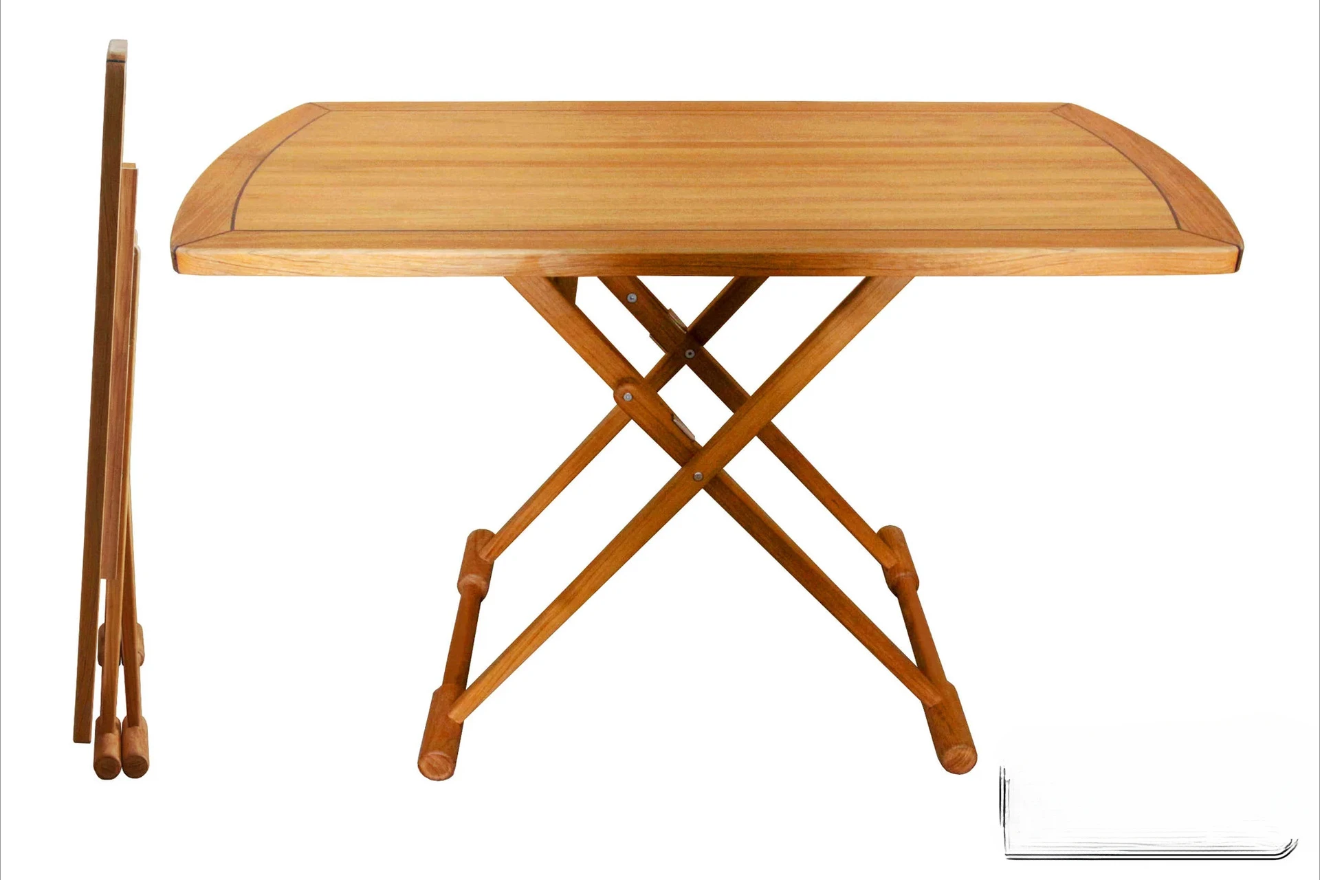 

Yacht Vessel Rectangle Captain Folding Teak Table Tabletop with feet 125x70x65/75/85 cm