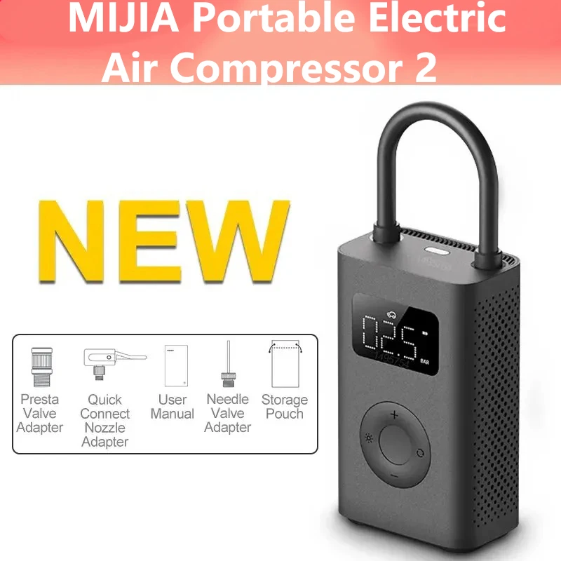 Nieuwe Xiaomi Mijia Luchtpomp 2 25% Snelheidsverbetering Mini Draagbare Elektrische Luchtcompressor Treasure 150PSI Type-C LED Multitool Opblaaspomp