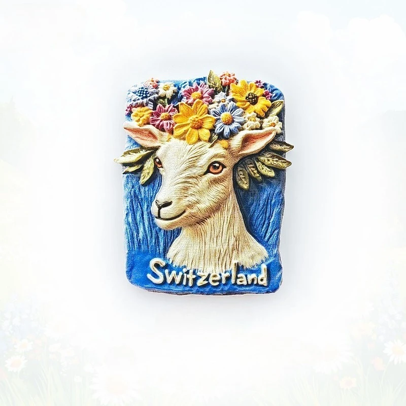 Swiss Alps Fridge Magnet - Charming 3D Mountain Goat Souvenir Unique Alpine Animal Gift for Nature Lovers & Travel Decor