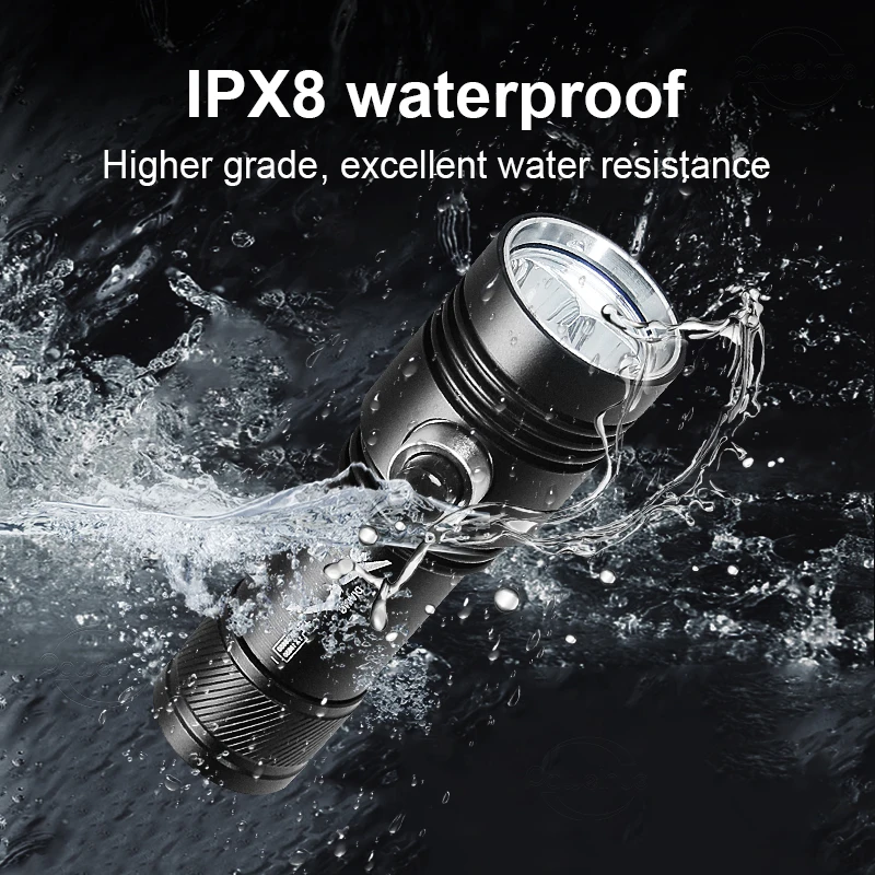 NEW Professional Diving Flashlight IPX8 Waterproof 100M Underwater Torch USB Rechargeable Led Light For Scuba Night Fishing