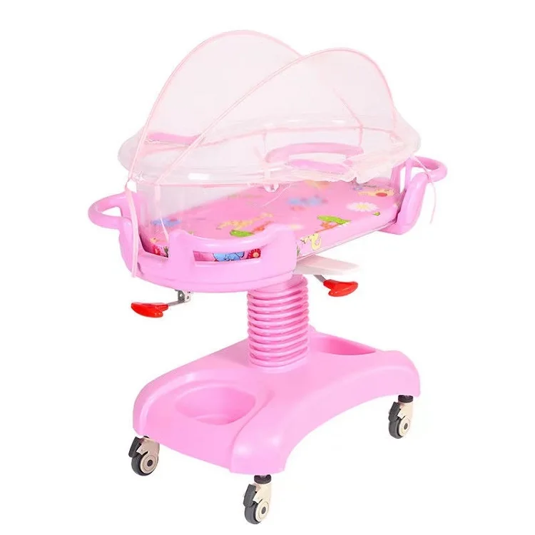 Hospital Grade Baby Cot Food-Grade Acrylic Infant Care Equipment with Casters Plastic Material 5 Years Warranty