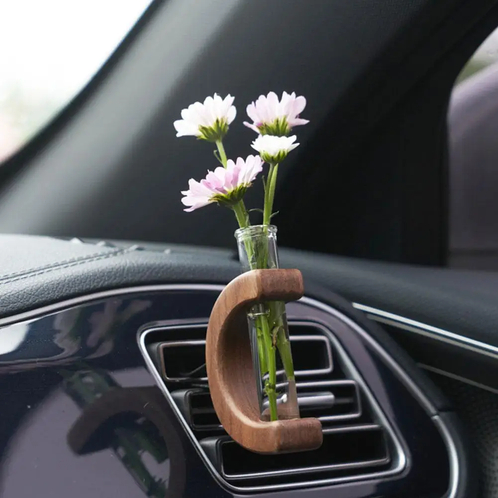 Hydroponic Plant Vases Glass Vase Car Air Vent Clip Car Ornament Vintage Bonsai Flower Pot For Home Car Decor Terrarium