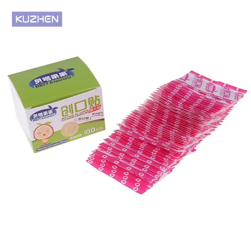 100 Pcs/box Diameter about 22mm Waterproof Breathable Round Band Aid Adhesive Bandages First aid kit For Adult Children